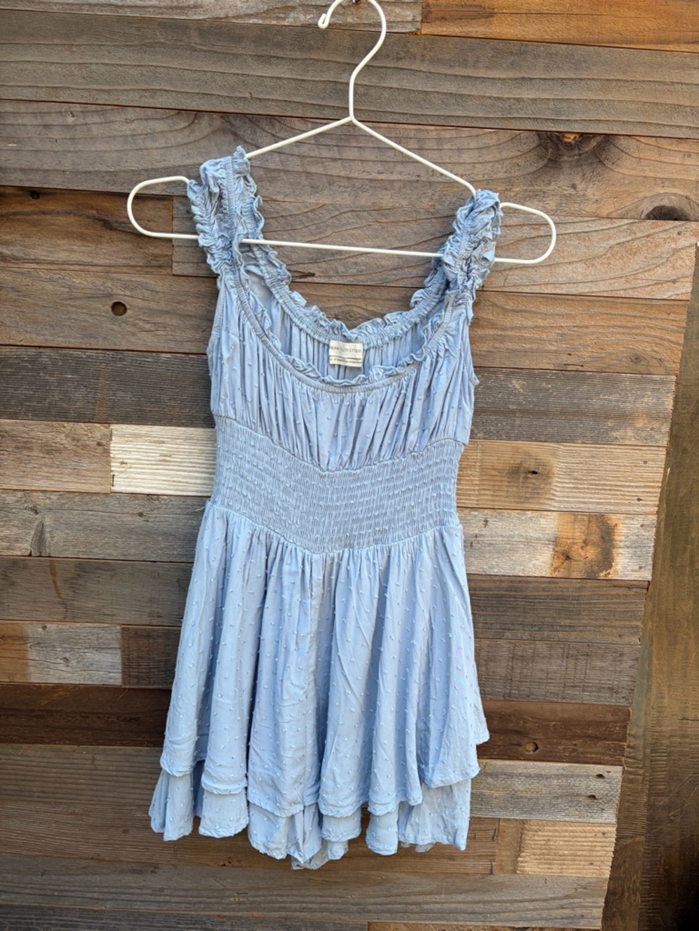 Urban Outfitters Light Blue Smocked Sundress with Ruffle Trim